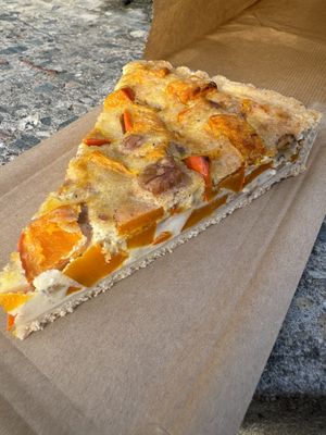 Walnut and veg (might be bell pepper?) quiche   at No Milk Today in Berlin