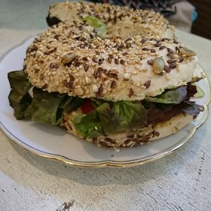 toasted bagel :) at No Milk Today in Berlin