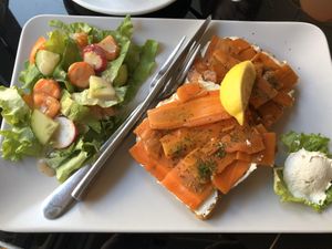 Carrot salmon at No Milk Today in Berlin