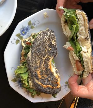 Tofu sweet mustard bagel  at No Milk Today in Berlin