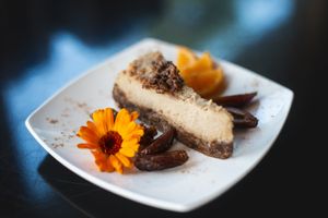 Oatmeal Date Cheezecake  at The Kitchen at Farm Sanctuary in Watkins Glen