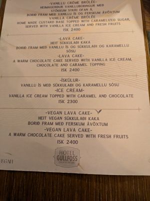 Dessert at Hótel Gullfoss in Selfossi