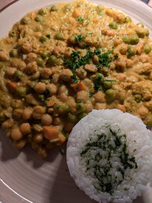 Chick Pea and coconut curry at Hótel Gullfoss in Selfossi