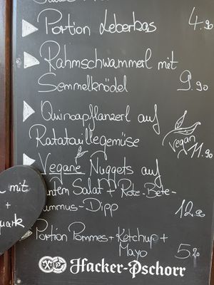 Changing menu  at Biergarten Waldheim in Munich