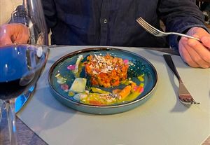 Delicious & well seasoned vegtable tatar at Caesar's Restaurant & Lounge in Brissago