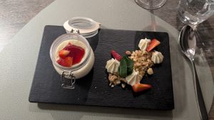 Vegan pana cotta at Caesar's Restaurant & Lounge in Brissago