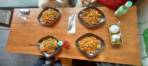 Udon noodles and spicy noodles (bottom left) at Sen Chay in Helsinki