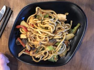 Noodles, tofu and vegetables  at Sen Chay in Helsinki