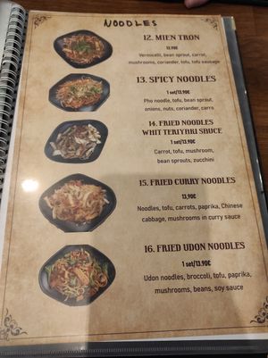 Menu at Sen Chay in Helsinki