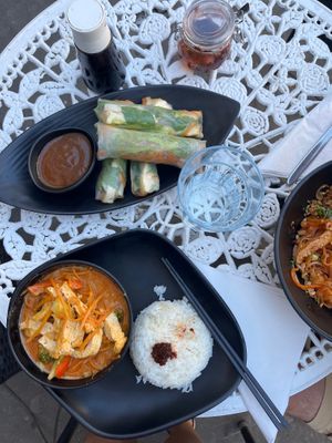 Spring rolls and a tofu dish. at Sen Chay in Helsinki