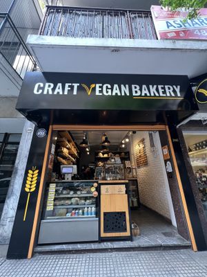 A few seats on sidewalk outside. None inside.  at Craft Vegan Bakery - Recoleta in Buenos Aires