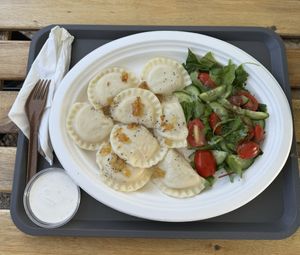 Delicious and legit pierogi with potatoes and tofu  at WegeMonia in Krakow