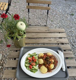 Silesian dumplings with ratatouille and soul  at WegeMonia in Krakow