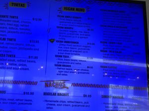 The Vegan menu at Habanero's Bar and Grill in Scotts Valley