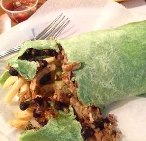 Vegan burrito with fries inside  at Habanero's Bar and Grill in Scotts Valley