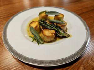 Mushroom "scallops". at Vrasserie in Porto