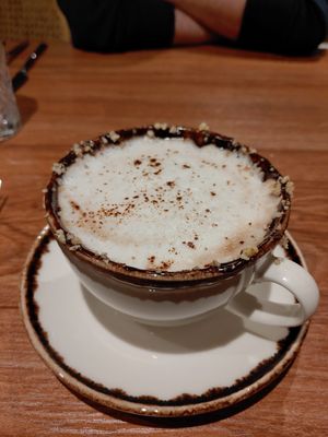 Hot chocolate with hazelnut, amazing! at Vrasserie in Porto