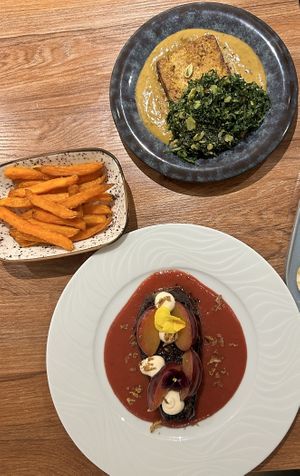 Eggplant miso + tofu mango caldo verde   at Vrasserie in Porto