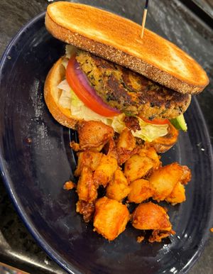 Vegan Homemade Veggie Burger at Fig Tree Cafe in Barnstable