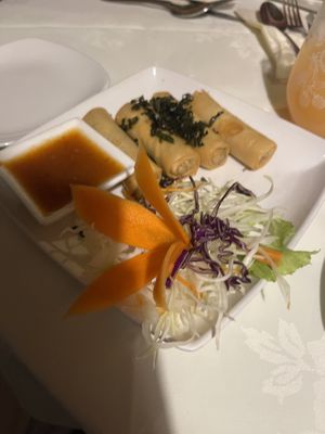 Veg spring rolls  at Ruan Orchid in Chester