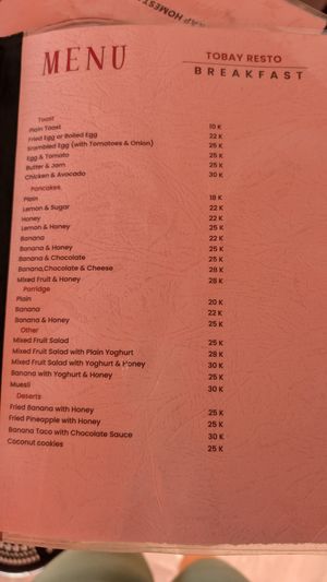 Menu3 at Tobay in Samosir