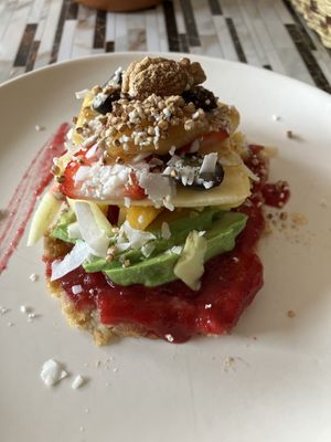 Breakfast waffle smothered in healthy goodies. #Veganuary at Kuruba in Cuenca