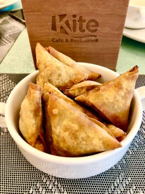 Vegetable samosas  at Kite Café & Restaurant in Dubai