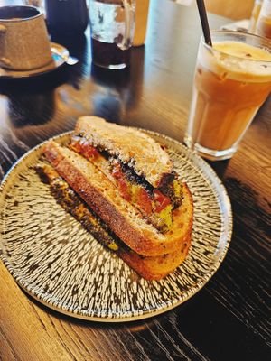 Black Olive, Sundried Tomato & Avocado Grilled Sandiwch at Hampton & Vouis - High Street in Manchester