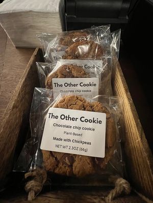 Packaged vegan cookies available for sale  at Highfalutin Coffee Roasters in Charleston