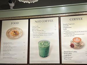 Highfalutin Coffee - food menu. Vegans can get the avocado toast.   at Highfalutin Coffee Roasters in Charleston