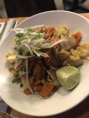 Pad Thai with Tofu no peanuts with ginger 
  at NamasTHAI by Candle in New York City