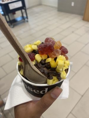 Chocolate freeze with gummy bears and chocolate chips   at Pressed Juicery in Philadelphia