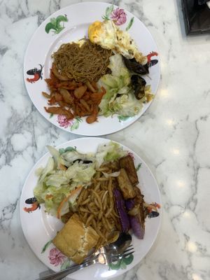 Two plate of mix vegetables mee hoon n mee tai bak  at Qiu Yuan Vegetarian - 秋源素食 in Central Singapore