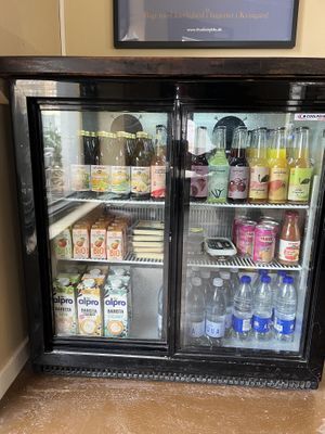 Drink selection plus butter and cheese  at Thunberg's Kreative Hjørne in Copenhagen