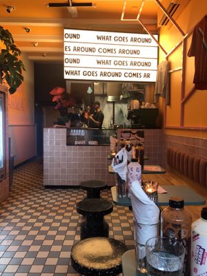 The counter   at Karma Kebab in Amsterdam