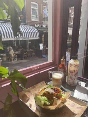 Loaded fries Gado gado, with Latte   at Karma Kebab in Amsterdam