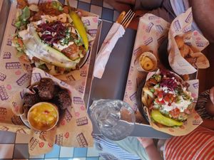 Kebab over fries, falafel and bitterballen at Karma Kebab in Amsterdam