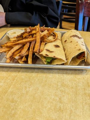 ABLT with fries at Annapurna's World Vegetarian Cafe in Santa Fe