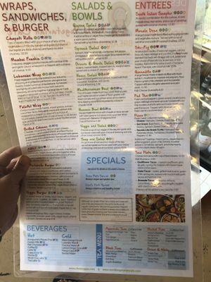 Menú side 2  at Annapurna's World Vegetarian Cafe in Santa Fe