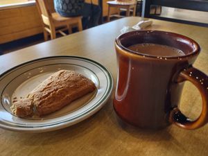 Vegan Chai and Scone at Annapurna's World Vegetarian Cafe in Santa Fe