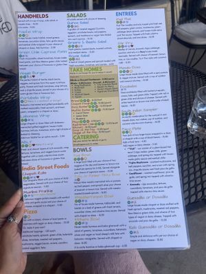 Menu back  at Annapurna's World Vegetarian Cafe in Santa Fe