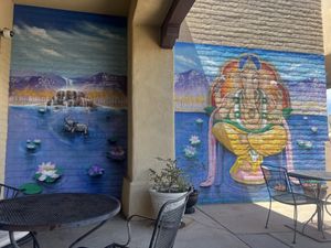 Cool mural!  at Annapurna's World Vegetarian Cafe in Santa Fe