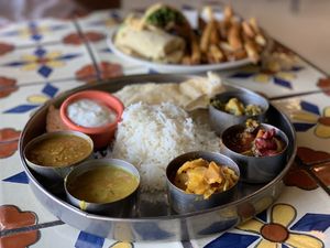 Savory sampler at Annapurna's World Vegetarian Cafe in Santa Fe