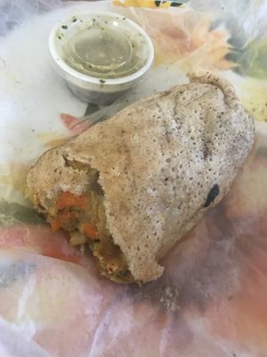 Savory crepe had enough for leftovers! So filling!! at Annapurna's World Vegetarian Cafe in Santa Fe