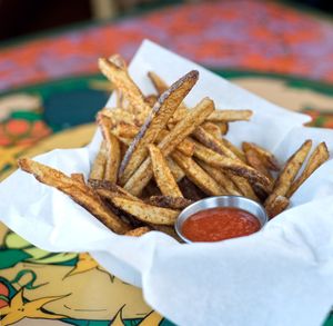Masala Fries at Annapurna's World Vegetarian Cafe in Santa Fe
