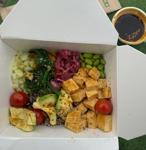 Vegan Tofu and Quinoa Poke Bowl   at Bona Vida in Menorca