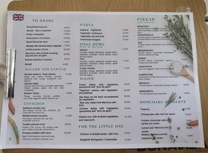 Menu  at Bona Vida in Menorca