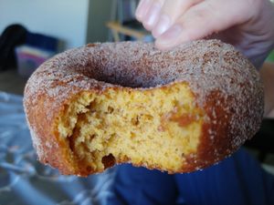 $2.25 Pumpkin Spazz Bread: Pretty nice for a sugary pumpkin spice vegan cake donut at Psycho Donuts in Campbell