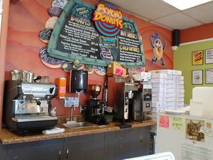 Behind the counter at Psycho Donuts in Campbell