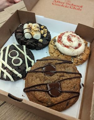 Box of cookies at The After School Cookie Club - Victoria Arcade in South West London